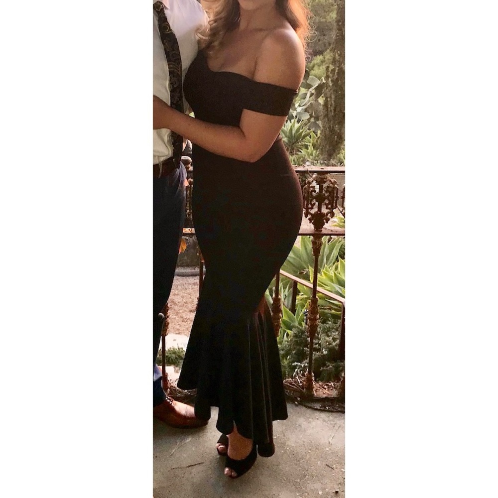 Black off the shoulder flared dress size Medium